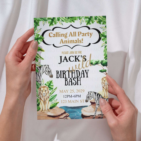 Wild Safari Birthday Personalized Invitation